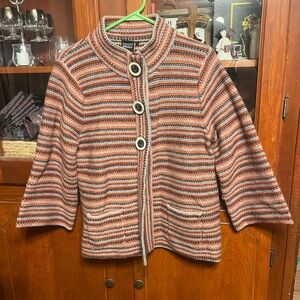Beyond Definition Striped Button-Up Jacket Size: L